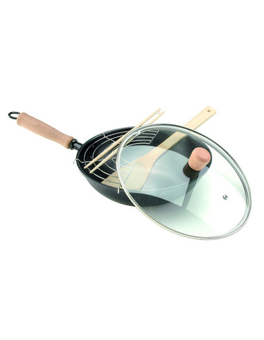 WOK HIERRO T/CRISTAL INDUCCION 24 CM