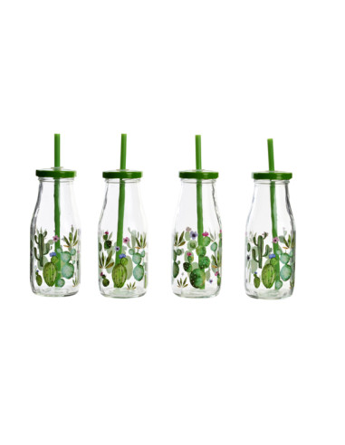 BOTELLA CRISTAL CACTUS SET-4 14X13X20CM