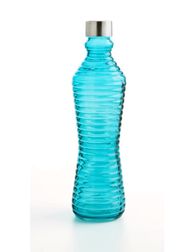 BOTELLA VIDRIO AZUL TURQUESA 1 L